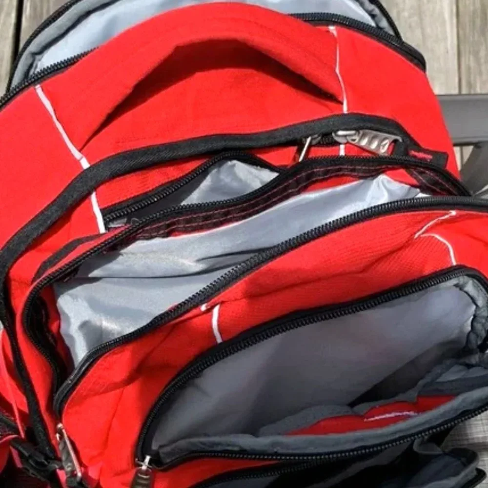 NWT High Sierra Backpack Waterproof Commute Hike Business Travel Laptop Red Gray